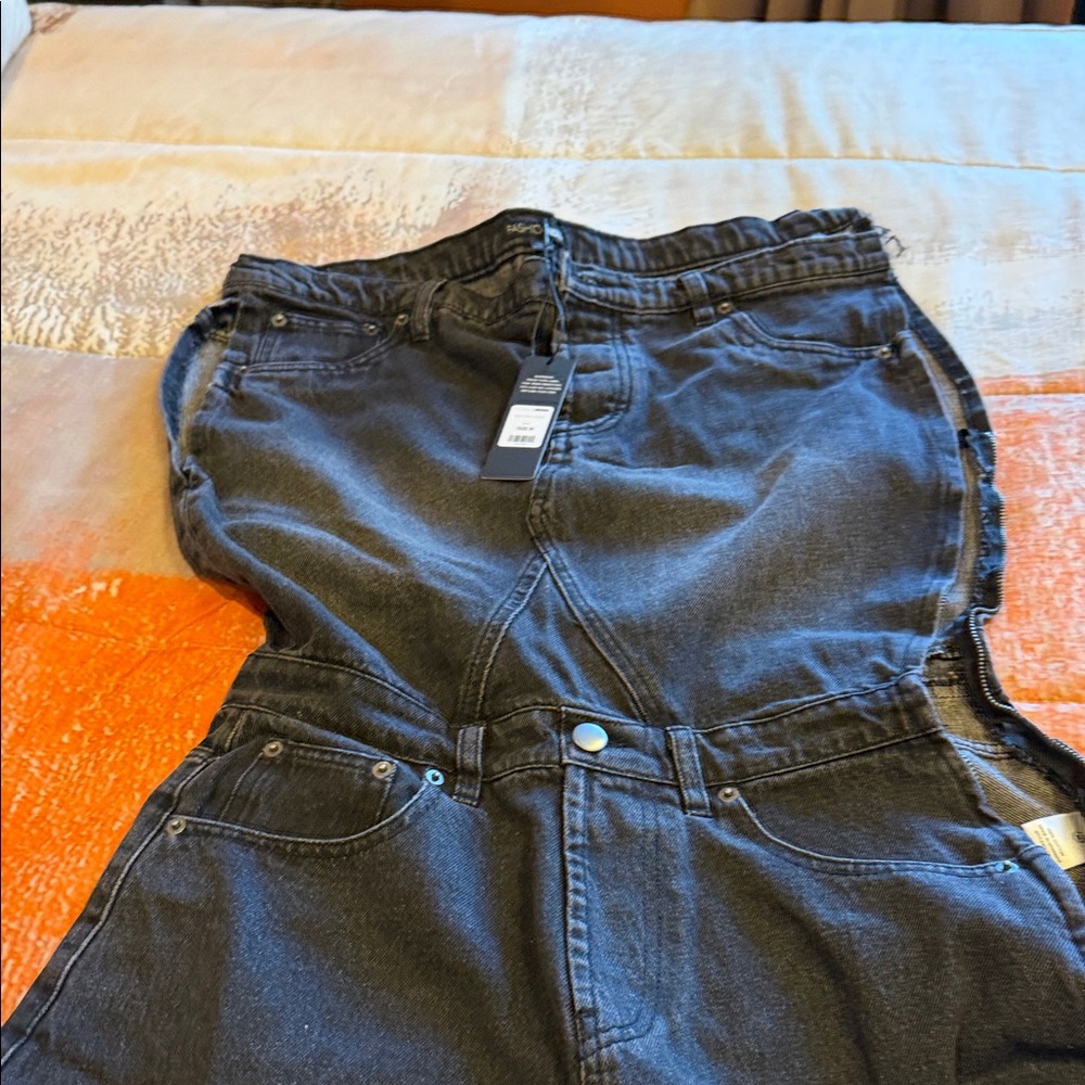 Fashion Nova Black Denim Overalls - Picture 3 of 3